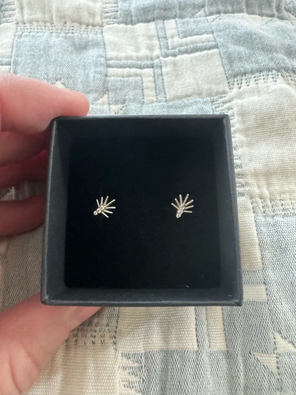 14k White Gold Custom Post Earrings